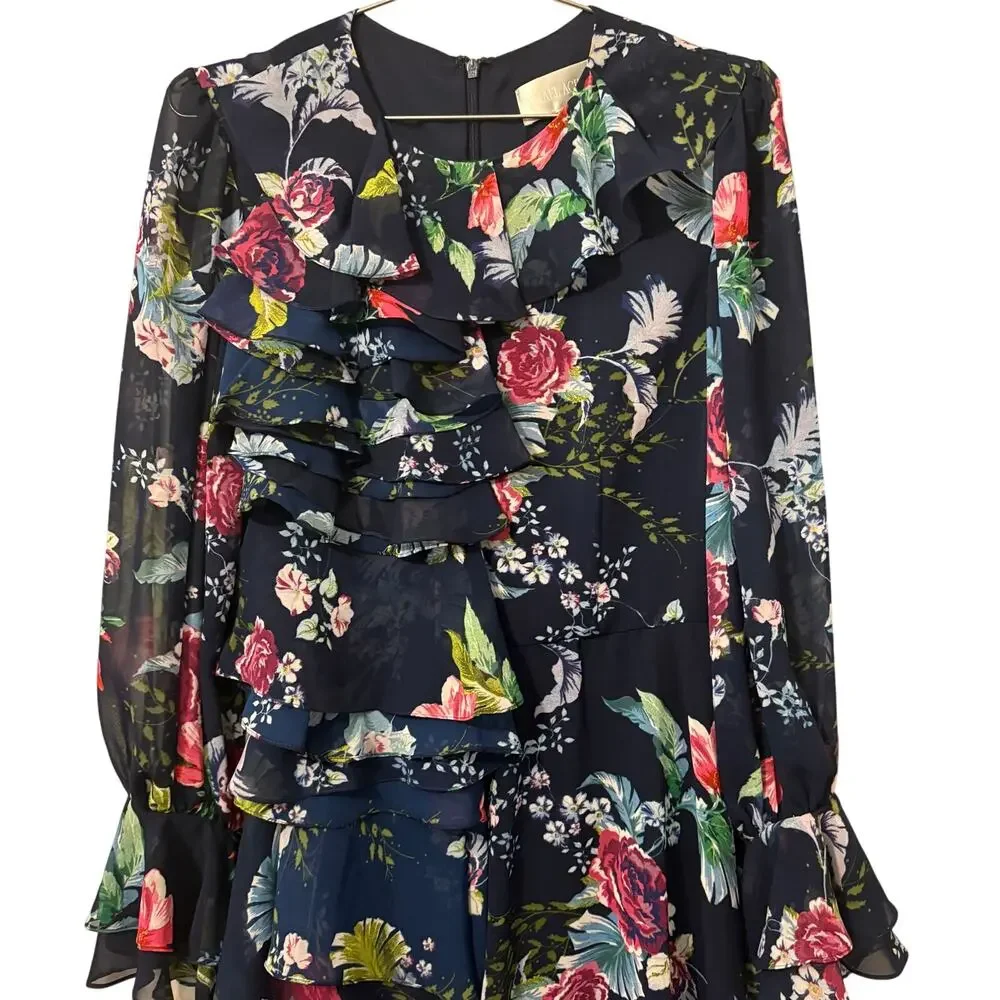 Mikael Aghal  Womens NEW Navy Floral Midi Length Dress 4 - Picture 8 of 8